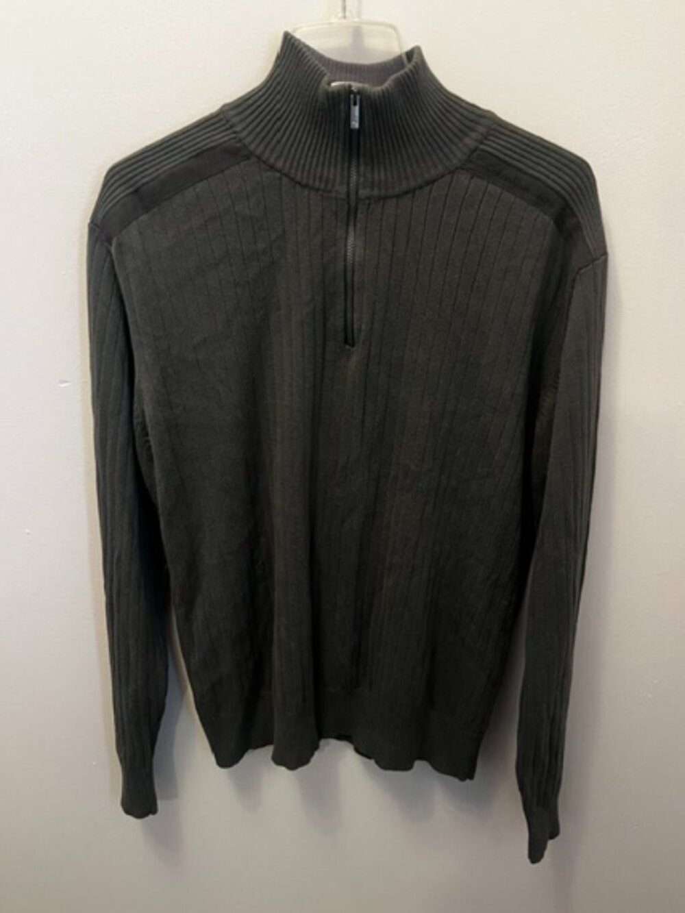 Men's Calvin Klein Jeans 1/4 Zip Shirt. Size XL, Gray, Long Sl, Ribbed Ex Con!